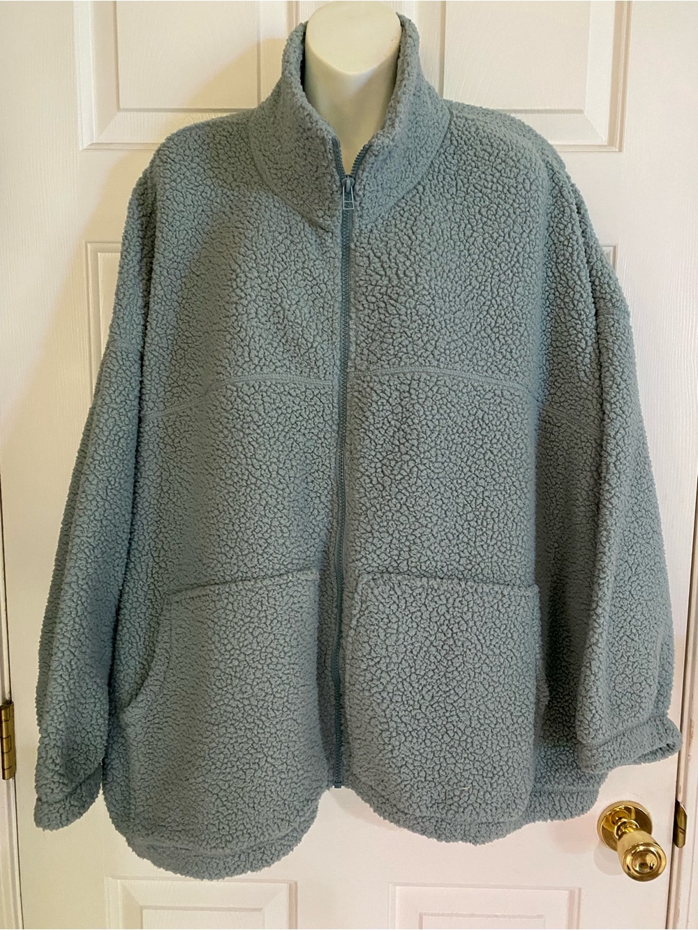 Old Navy Oversized Sherpa Zip Jacket - Sage Green Size 4X